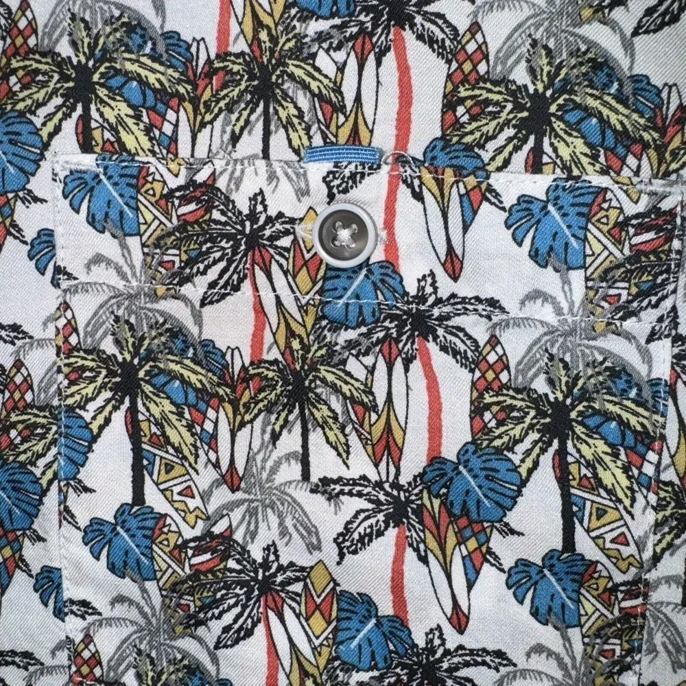 🆕 Age Of Wisdom Mens Button Up Shirt Tropical‎ Surfboards Multi-Color Sz L - Picture 3 of 8